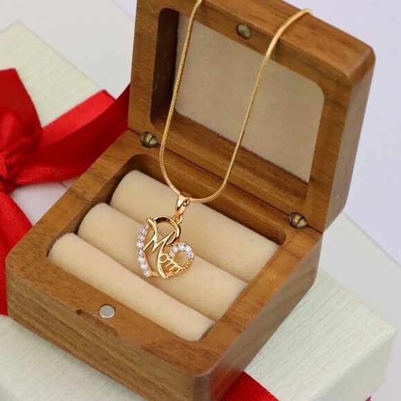 "Rose Gold Heart Pendant with Sparkling 'Mom' Letter Design, XPPT1241 - Picture 11 of 13